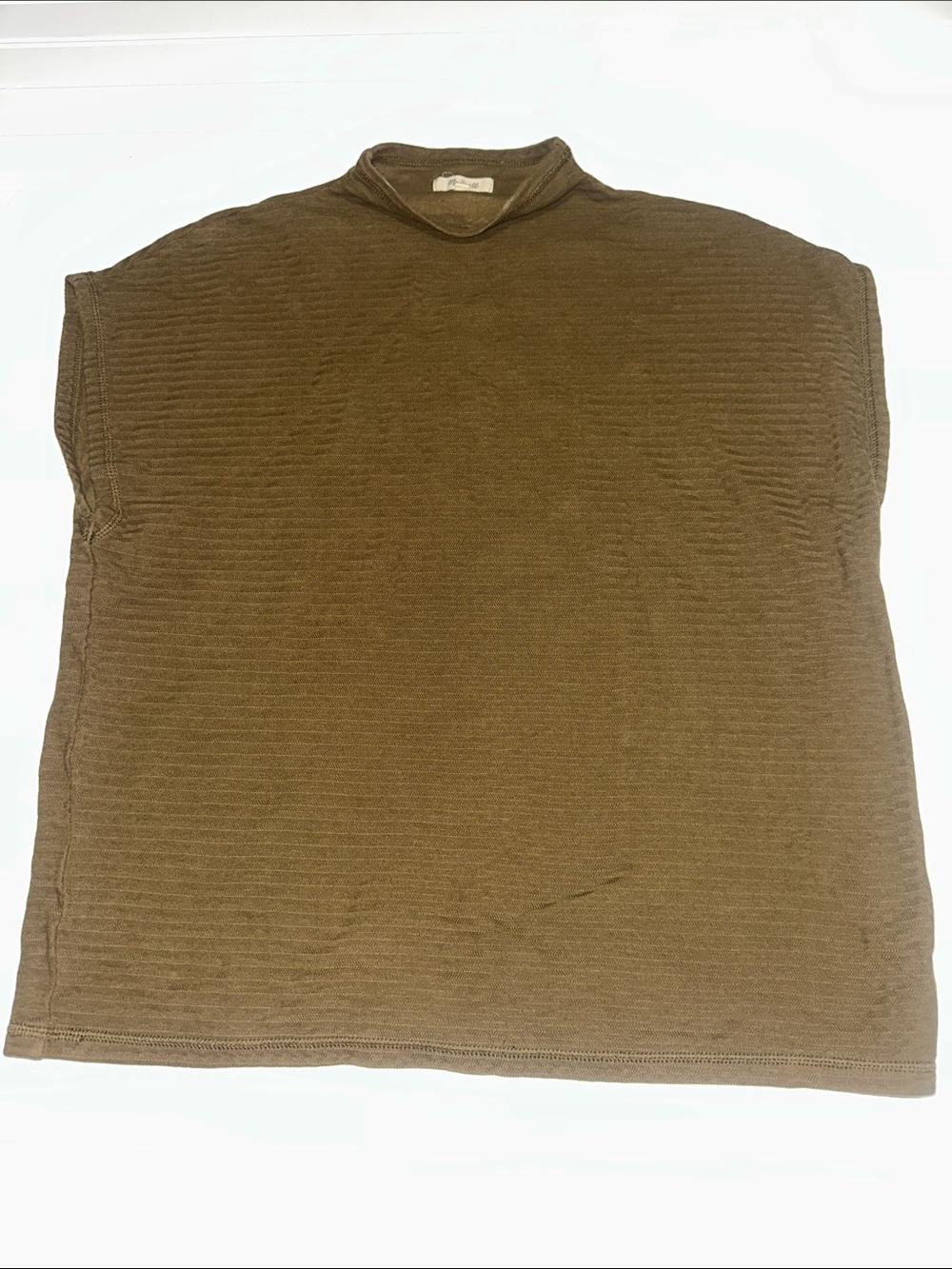 Madewell Olive Brown Textured Mock Neck Cap Sleeve Top Women’s Medium